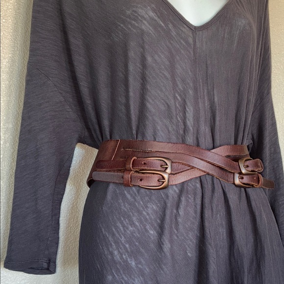 LINEA PELLE Belt Elegant Brown Leather with 4 buckles. Med. (adj.) - Picture 5 of 14